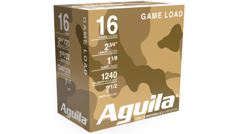 Aguila Ammunition Field 16 Gauge 1 1/8 oz 2 3/4in Centerfire Shotgun Ammo, 25 Rounds, 1CHB1607, 1CHB1607