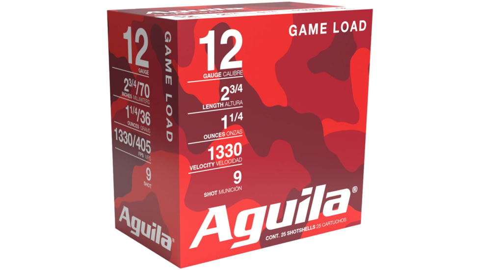 Aguila Ammunition Field Shotshells 12 Gauge 1-1/4oz 2-3/4in Size 9 Shotgun Ammo, 25 Rounds, 1CHB1209