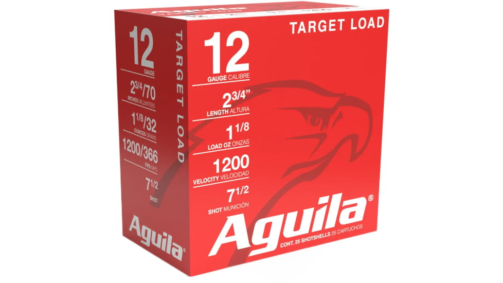 Aguila Ammunition Heavy Target Shotshells 12 Gauge 2-3/4in 1-1/8oz 1200 fps Size 7.5 Shotgun Ammo, 25 Rounds, 1CHB1357