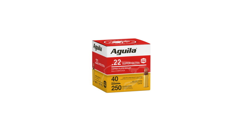 Aguila Ammunition High Velocity .22 Long Rifle 40 Grain Copper Plated Lead Round Nose Brass Cased Ammo, 2000 Round