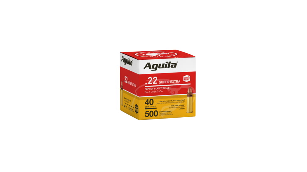 Aguila Ammunition High Velocity .22 Long Rifle 40 Grain Copper Plated Lead Round Nose Brass Cased Ammo, 2000 Round