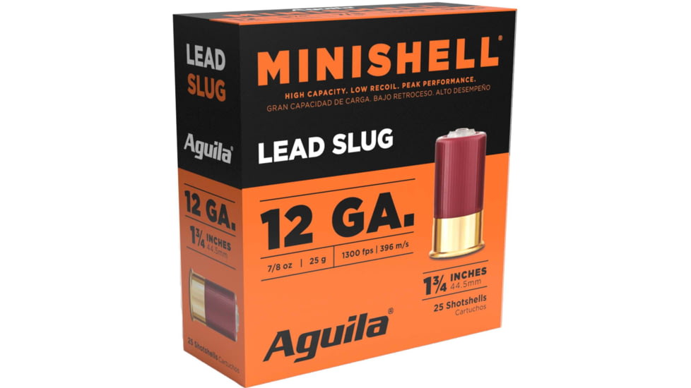 Aguila Ammunition Minishell 12 Gauge 5/8 oz 1 3/4in Shotgun Slugs Ammo, 25 Rounds, 1CHB1386