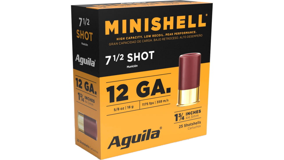 Aguila Ammunition N.7.5 Minishell 12 Gauge 5/8 oz 1 3/4in Shotgun Ammo, 25 Rounds, 1CHB1387