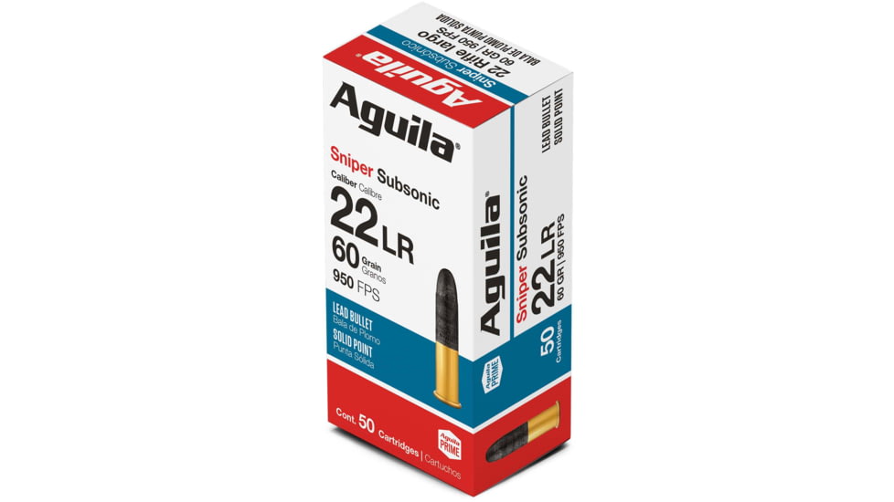 Aguila Ammunition Special Sniper Subsonic 22LR 60 Graain Lead Round Nose, Brass Case, Ammo, 50 Rounds, 1B220112