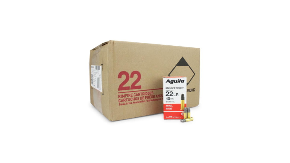 Aguila Ammunition Standard .22 Long Rifle 40 Grain Solid Point Brass Cased Ammunition, AU1B220332C
