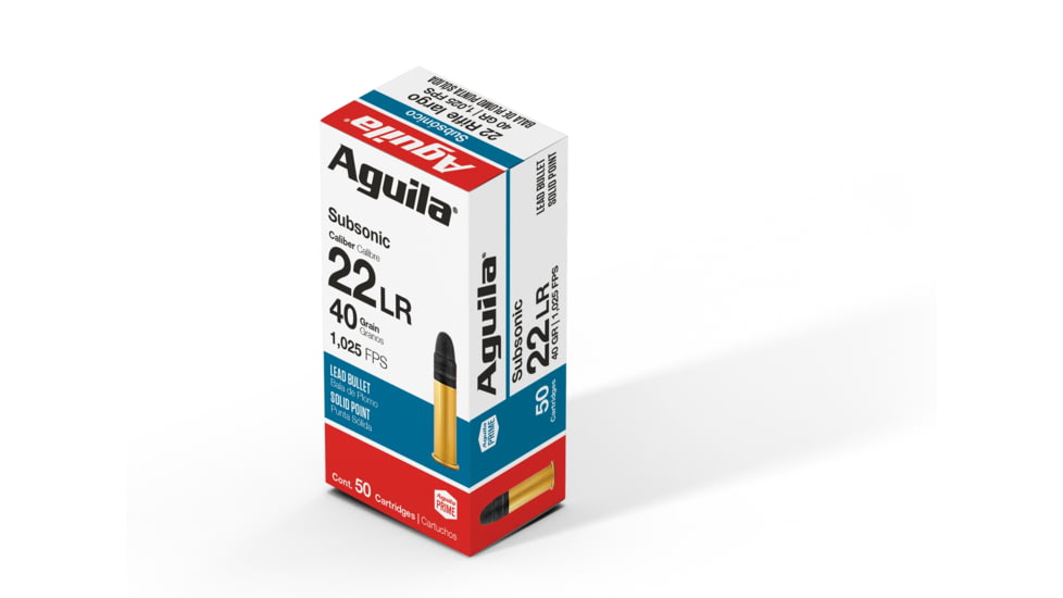 Aguila Ammunition Standard Subsonic .22 Long Rifle 40 Grain Solid Point, Brass Case Ammo, 1000 Round
