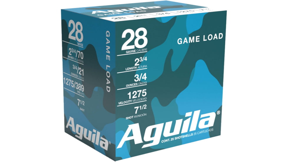 Aguila Ammunition Sub-Gauge 28 Gauge 3/4 oz 2 3/4in 7.5 Size, Centerfire Shotgun Ammo, 25 Rounds, 1CHB2873