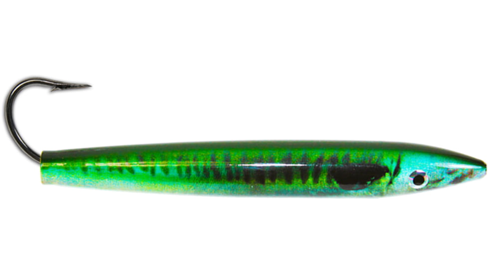 Ahi 6in Live Deception Cedar Plug - Green Mackerel 150lb Fluorocarbon, CP-600-MK