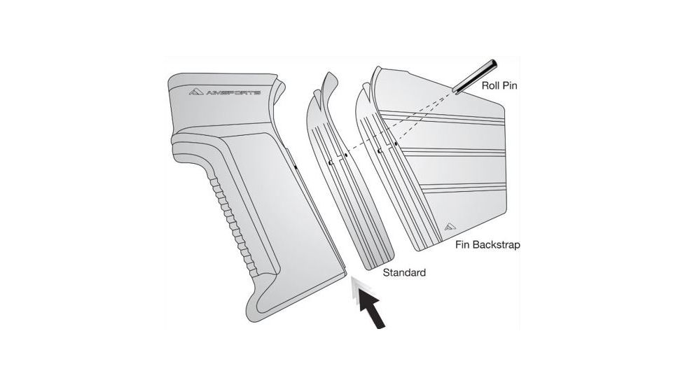 AIM Sports Inc Featureless AK Pistol Grip, w/ Fin Backstrap, Black, PJFAKG