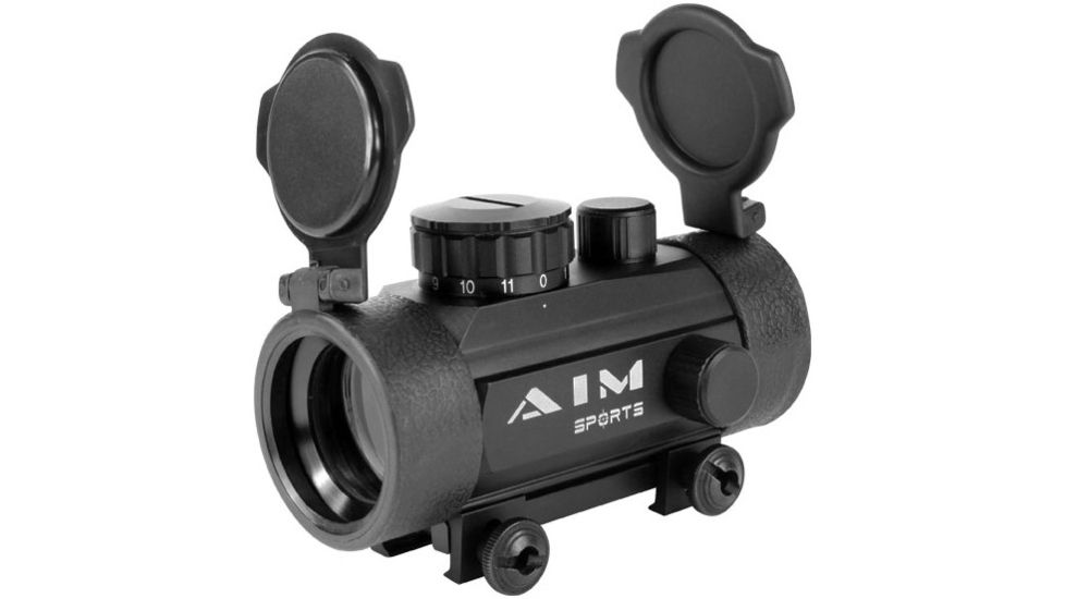 AIM Sports Inc 1x30 Reflex Red Dot Sight w/ Weaver Base and Flip-Up Lens RT130W