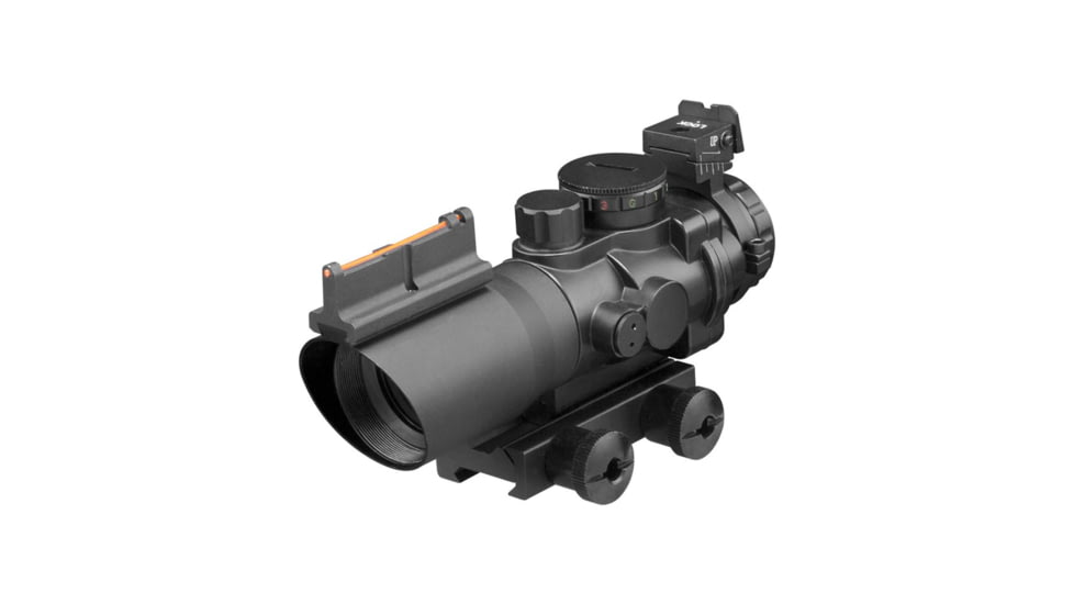 AIM Sports Inc 4X32 Tri Illuminated Scope w/Fiber Optic Sight Arrow Reticle, Black, JTCSFO432G
