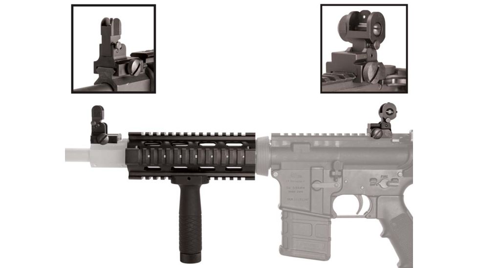 AIM Sports Inc AR/M4 Combo Kit/Carbine Quad Rail/Flip Up Sights/Vertical Grip/V1 ACAR01