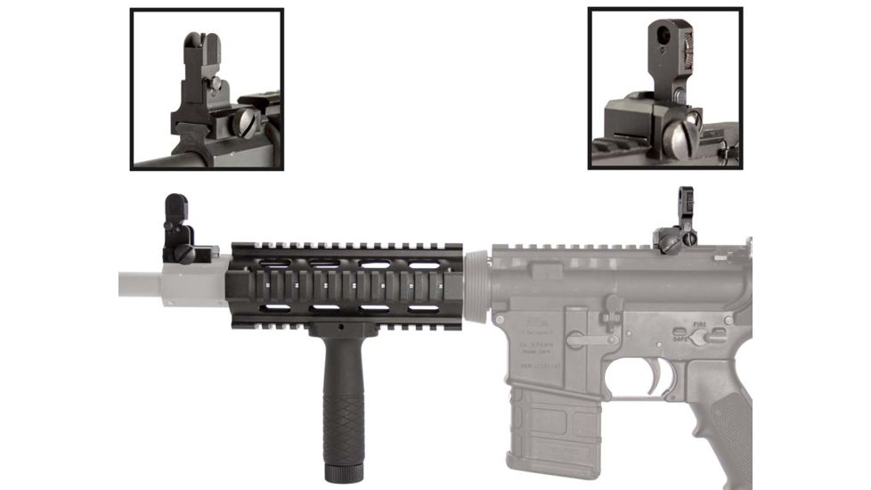 AIM Sports Inc AR/M4 Combo Kit/Carbine Quad Rail/Flip Up Sights/Vertical Grip/V2 ACAR02