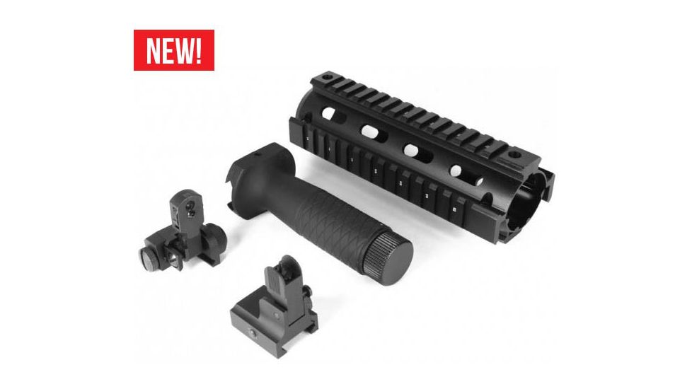 AIM Sports Inc AR/M4 Combo Kit/Carbine Quad Rail/Flip Up Sights/Vertical Grip/V2 ACAR02