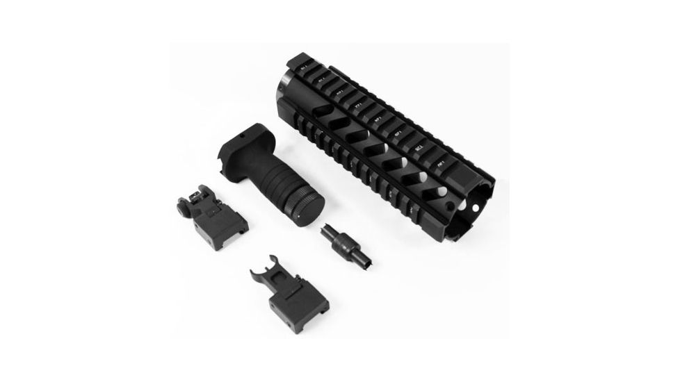 AIM Sports Inc AR-M4 Combo Kit, FF Carbine Quad Rail-Low Profile Iron Sights-Verticle Grip- V3, Black, Large ACAR03