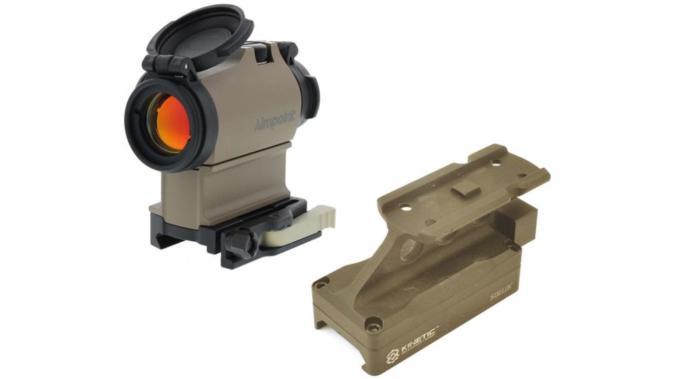 Aimpoint Micro T-2 Red Dot Sight, 1x18mm, 2 MOA, KDG Sidelock Mount, Flat Dark Earth, 200470-KIT1
