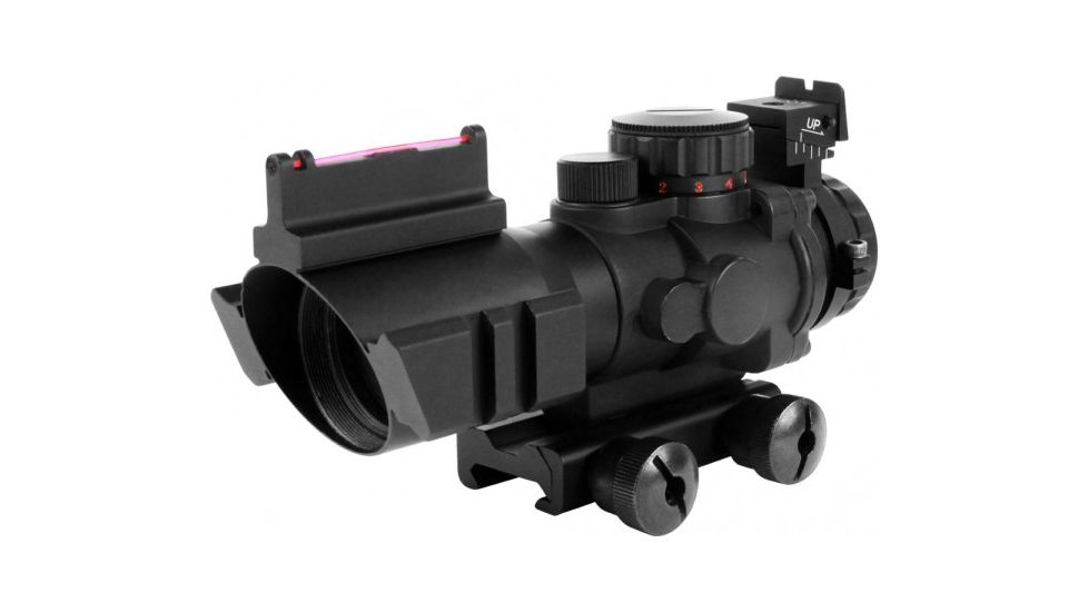 AimSports 4X32 Tri Ill. Scope w/ Fiber Optic Sight/Rapid Ranging Reticle, Black JTDFO432G