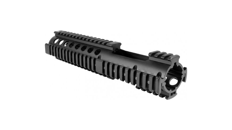 AimSports AR Carbine Length 2-Piece Quad Rail w/ Extended Rail, Black MT057, EDEMO14