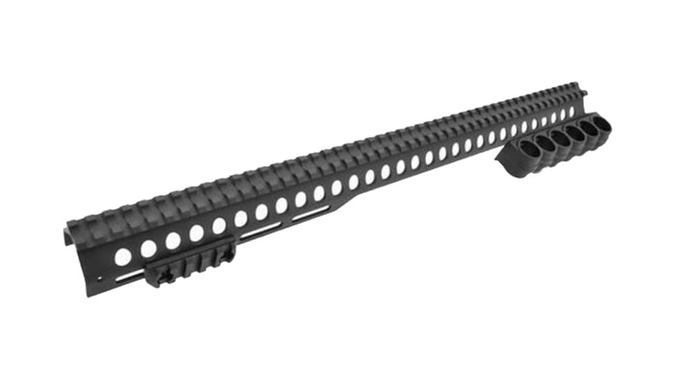 Aimtech Warhammer Tactical Full Rail Shotgun Mount w/MagPul M-Lok System, Mossberg 590, 20ga,w/Shotshell Carrier, Black, ML-4SWH 6S