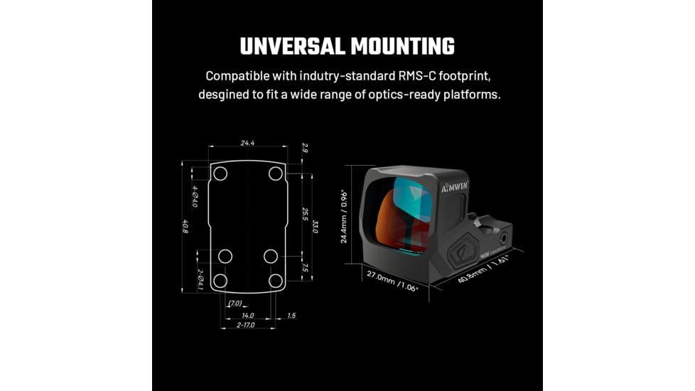 AIMWIN PN330 Red Dot Sight RMSc Footprint