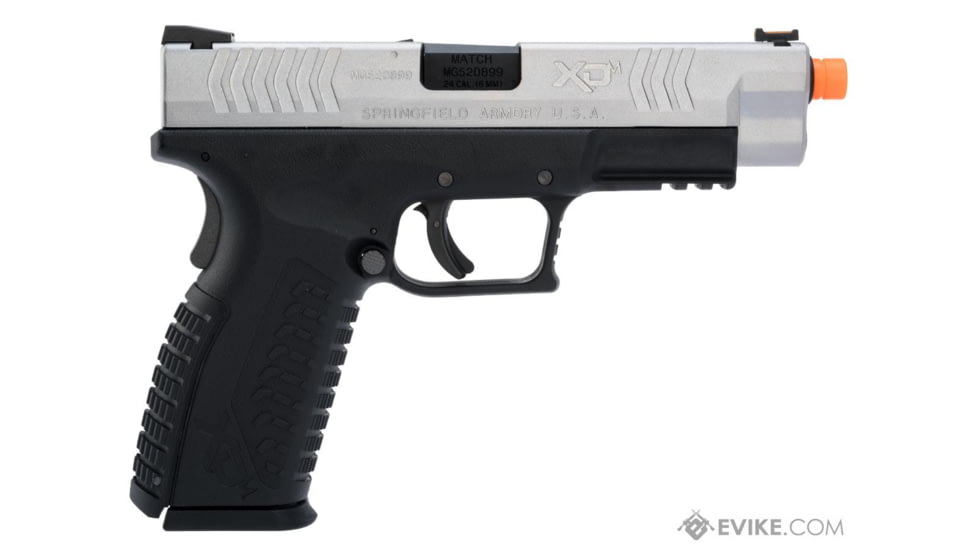 Air Venturi Springfield Armory Licensed XDM Gas Blowback Airsoft Training Pistol, 4.5 Duty, 2-Tone, Black/Silver, SA-XDM45GBB6-SB