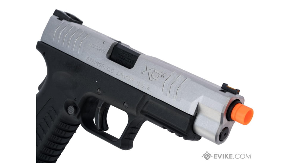 Air Venturi Springfield Armory Licensed XDM Gas Blowback Airsoft Training Pistol, 4.5 Duty, 2-Tone, Black/Silver, SA-XDM45GBB6-SB