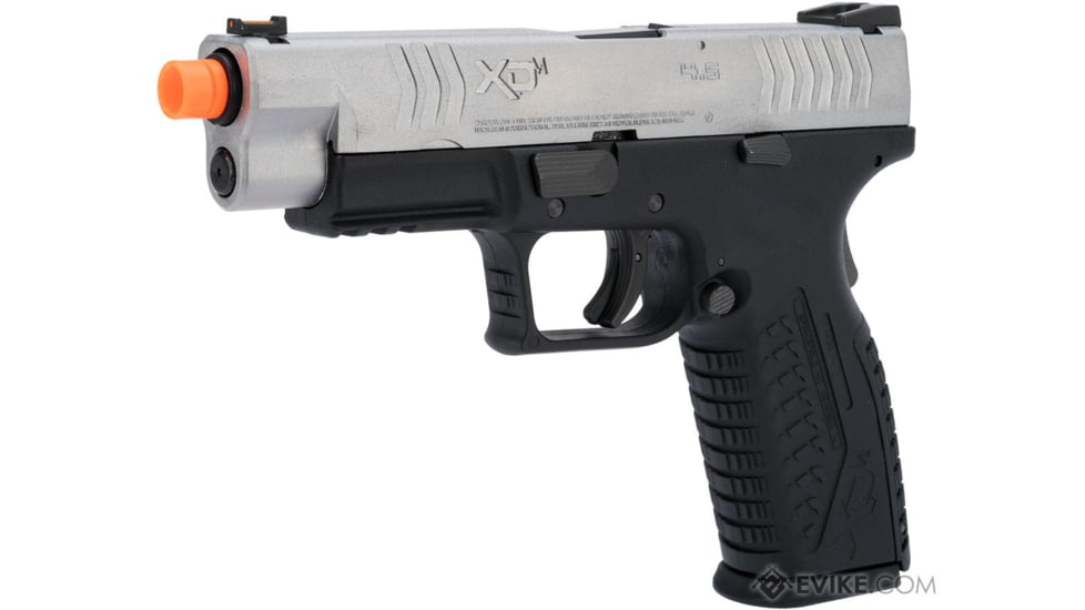 Air Venturi Springfield Armory Licensed XDM Gas Blowback Airsoft Training Pistol, 4.5 Duty, 2-Tone, Black/Silver, SA-XDM45GBB6-SB