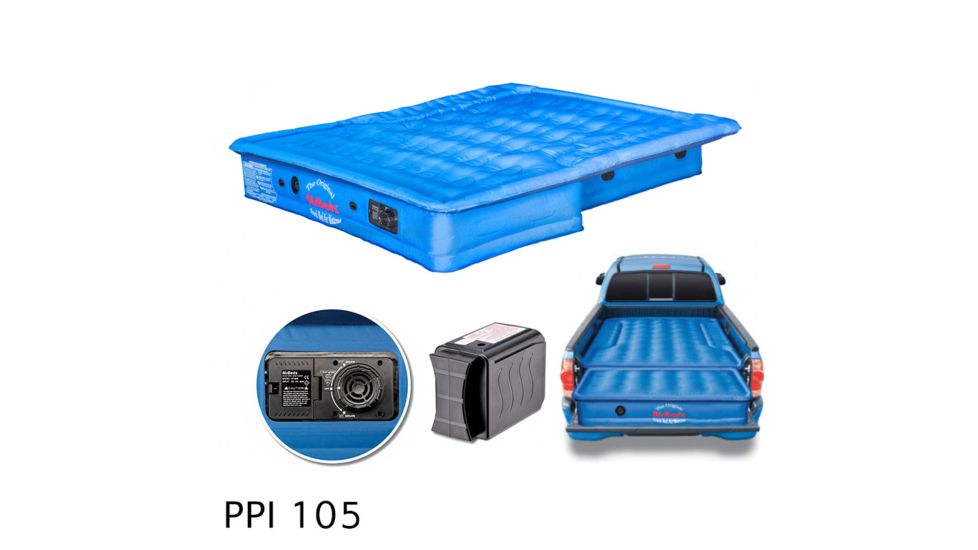 Airbedz Original Mid Size 5 to 5.5 ft Short Inflatable Truck Bed w/ Built-in Rechargeable Battery Air Pump and Tailgate Extension Mattress, Blue, PPI-105