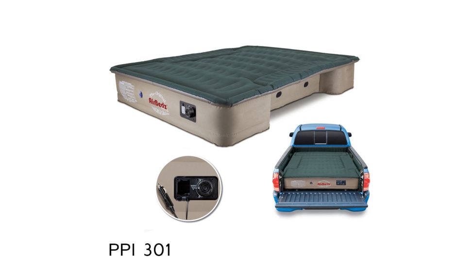 Airbedz Pro3 Full Size 8 Foot Long Inflatable Truck Bed w/ Built-in DC Air Pump, Green/Tan, PPI 301