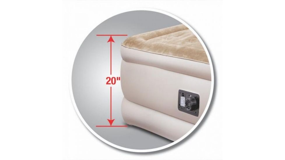 Airbedz Queen Comfort Double High - 20in Tall Air Mattressl with Built In Electric Pump, Tan, PPI QCDH2