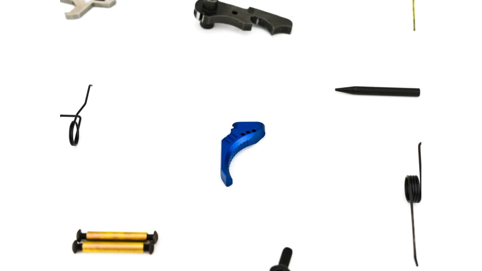 Airborne Arms Geronimo Trigger System, Compact Talon, AR-9/ AR-10/ AR-15, 3-4 lb Pull Weights, Ambidextrous, Curved, Blue, Compact, ABN-AAGT-CSU1