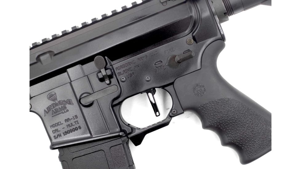 Airborne Arms Geronimo Trigger System, Straight Talon, AR-9/ AR-10/ AR-15, 3-4 lb Pull Weights, Ambidextrous, Flat, Black, Small, ABN-AAGT-SBK1