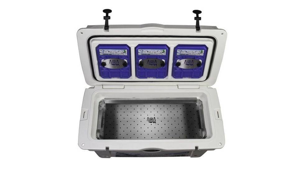 AiriA Roto-Molded Cooler w/ Three 2 Degree Ice Bricks, White, 75 Quart, 250-014-124