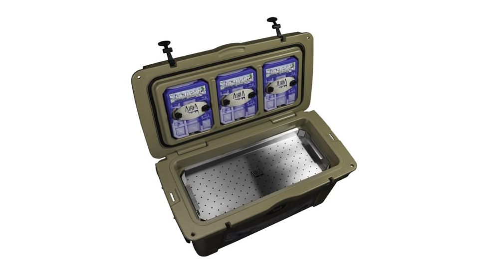 AiriA Roto-Molded Cooler w/ Three 2 Degree Ice Bricks, Tan, 75 Quart, 250-014-125