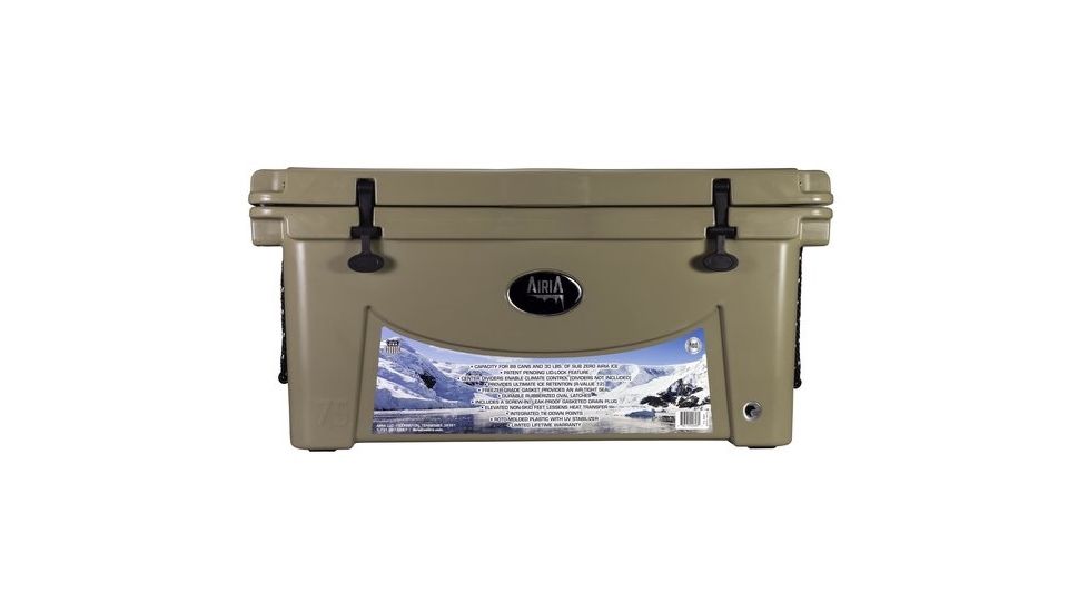AiriA Roto-Molded Cooler w/ Three 2 Degree Ice Bricks, Tan, 75 Quart, 250-014-125