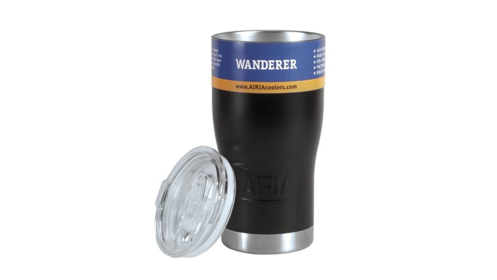 AiriA Wanderer Stainless Steel Tumbler Travel Mug w/ Spill Proof Lid, Black / Stainless Steel, 20 oz 250-014-132