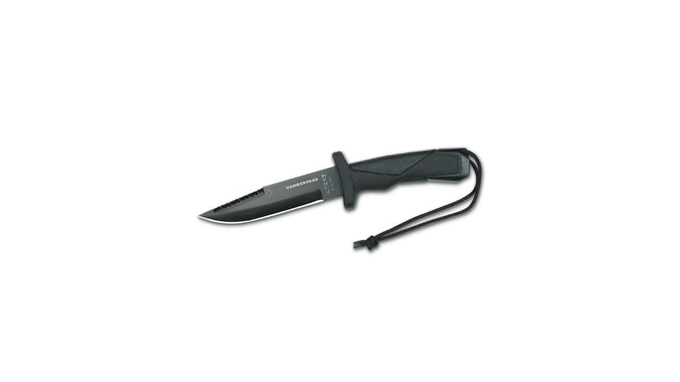 Aitor Hammerhead Fixed Blade Knife,5.9in Black Steel Blade,Black rubber Handle 16006