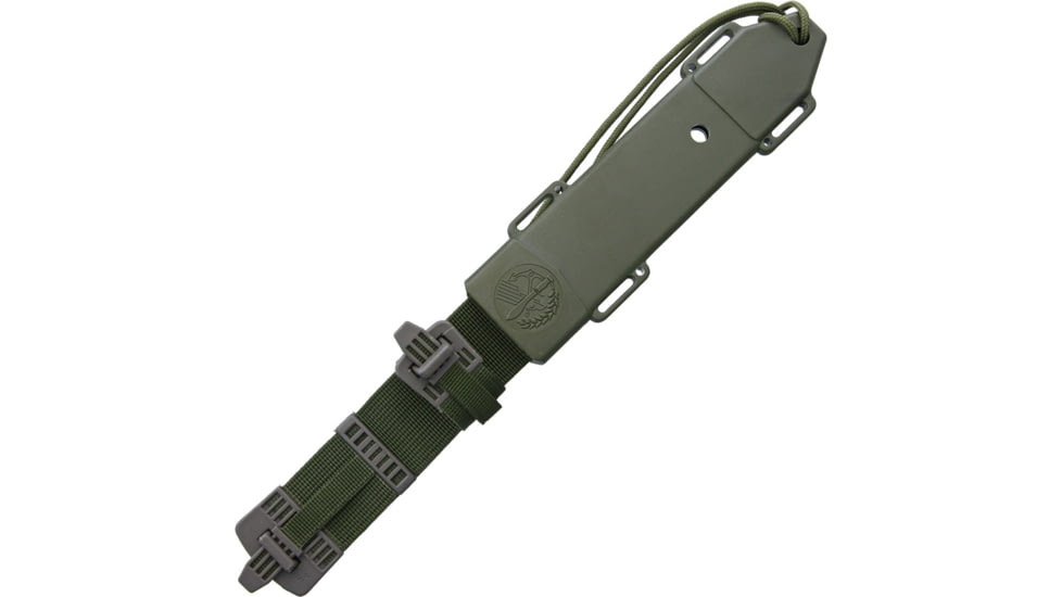 Aitor Oso Negro Fixed Blade Knife, 12.13in Overall, 7.25in Black Powder Coated SS Clip Point Blade, OD Green Textured Polymer Handle, OD Green Nylon Belt Sheath, 16010GRNSHEATHGRNHANDL