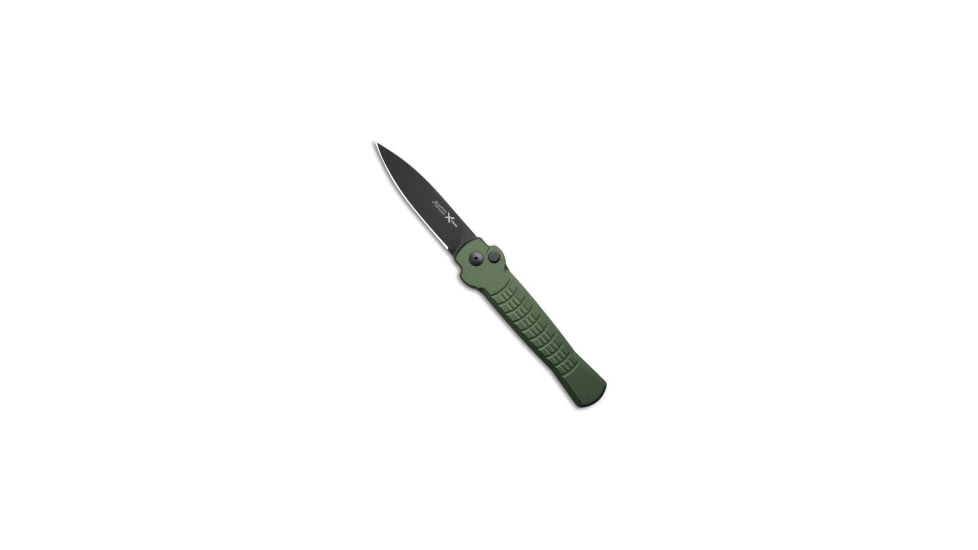 AKC X-Treme Ace1 Side Opener Automatic Folding Knife, 3.67in, AUS-8, Spear Point Blade, Aluminum, Green Handle, Green/Black, 8.59 inch, BHQ-213885