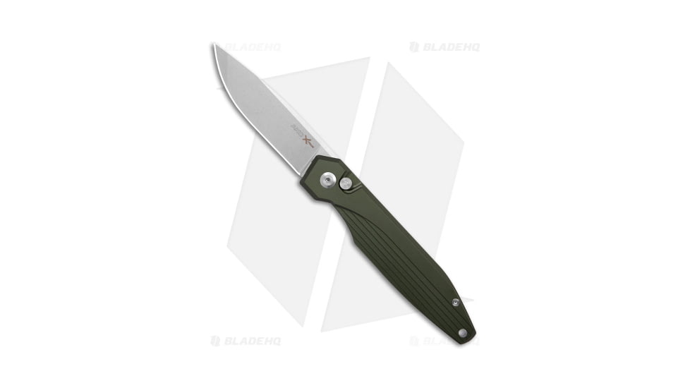 AKC X-Treme Dandy Automatic Folding Knife, 3.25in, D2, Drop Point Blade, Aluminum, Green Handle, SW, Green/Gray, 7.85 inch, BHQ-174570