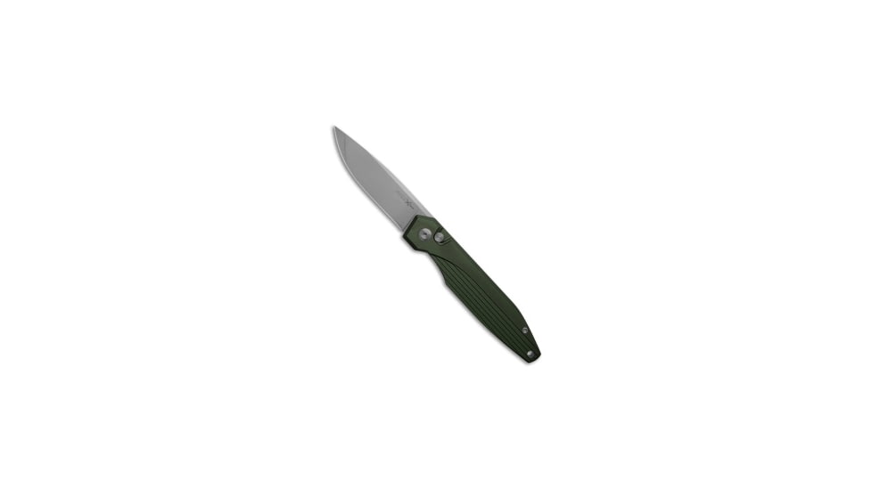 AKC X-Treme Dandy Automatic Folding Knife, 3.25in, D2, Drop Point Blade, Aluminum, Green Handle, Stonewash, Green/Gray, 7.85 inch, BHQ-211591