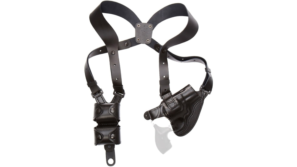 Aker Leather Model 201 Comfort-Flex Revolver Shoulder Holster, Left, Smith &amp; Wesson J-Frame Revolver, Plain, Black, H201BPL-REVSM