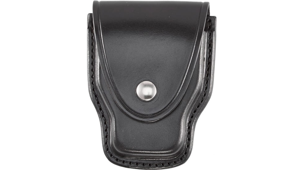 Aker Leather Model 508A ASP Handcuff Case, Small, Chrome Snap, Plain, Black, A508A-BP-CH
