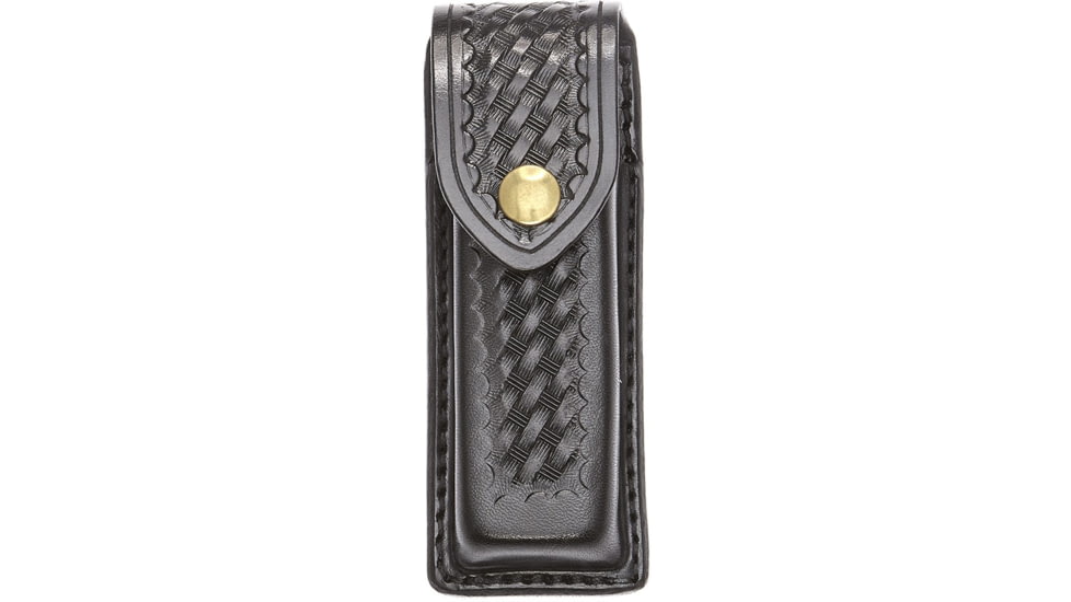 Aker Leather Model 511 Single Magazine Pouch, Medium, Double Stack, Smith &amp; Wesson, .45 Caliber, Chrome Snap, Basketweave, Black, A511-BW-4-CH