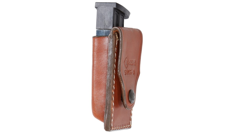 Aker Leather Model 514S SMP Snap-On Magazine Pouch, 9mm Luger, Double Stack, Ambidextrous, Plain, Tan, A514S-TP-2