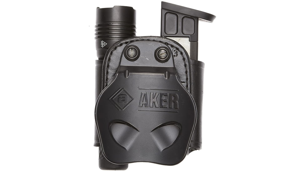 Aker Leather Model 517 D.M.S. Night Fighter Combo Mag And Light Case, Medium, Double Stack, Right, 9mm Luger/.40 Caliber, Plain, Black, A517BPR-3