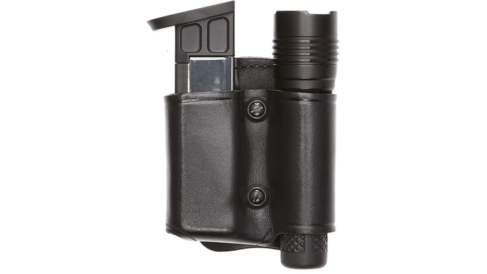 Aker Leather Model 517 D.M.S. Night Fighter Combo Mag And Light Case, Medium, Double Stack, Right, 9mm Luger/.40 Caliber, Plain, Black, A517BPR-3