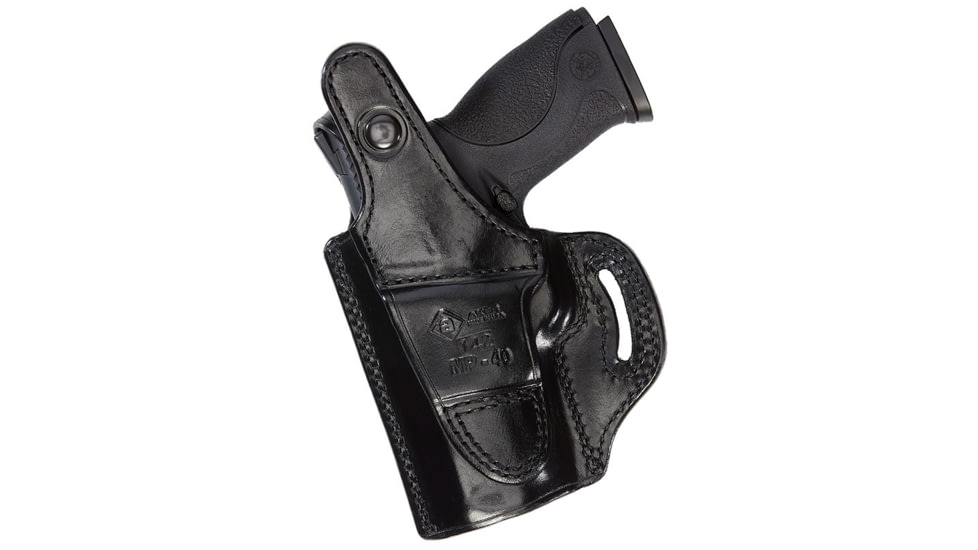Aker Leather Model 142 Hugger Belt Slide Holster, Colt 1911, Left, Plain, Black, H142BPL-CO1911