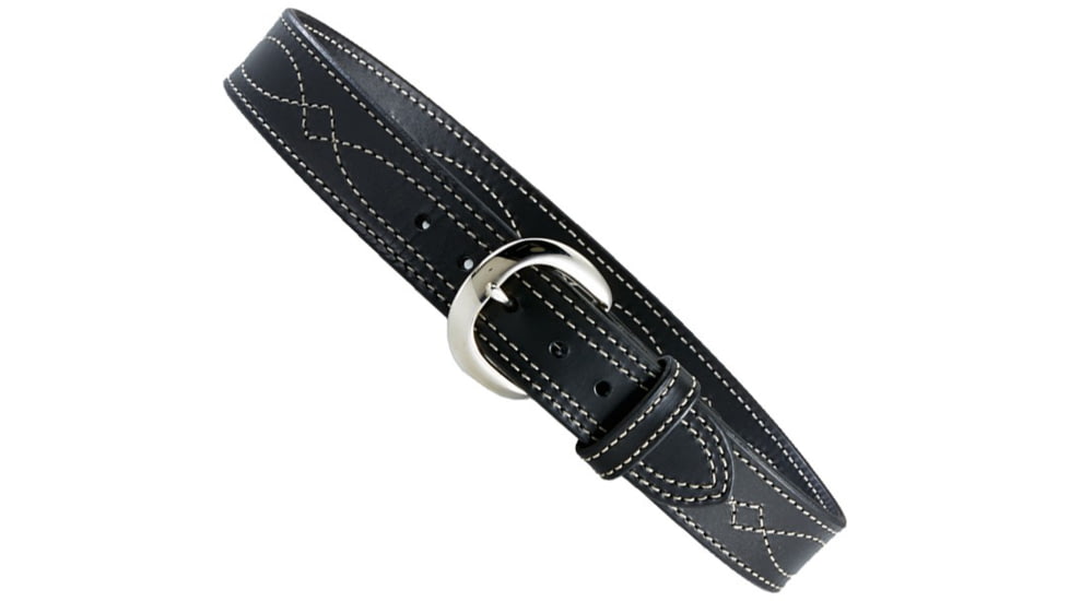 Aker Leather Fancy Stitch Belt, 1-3/4, 42 in, Plain, Black, B13-BP-42