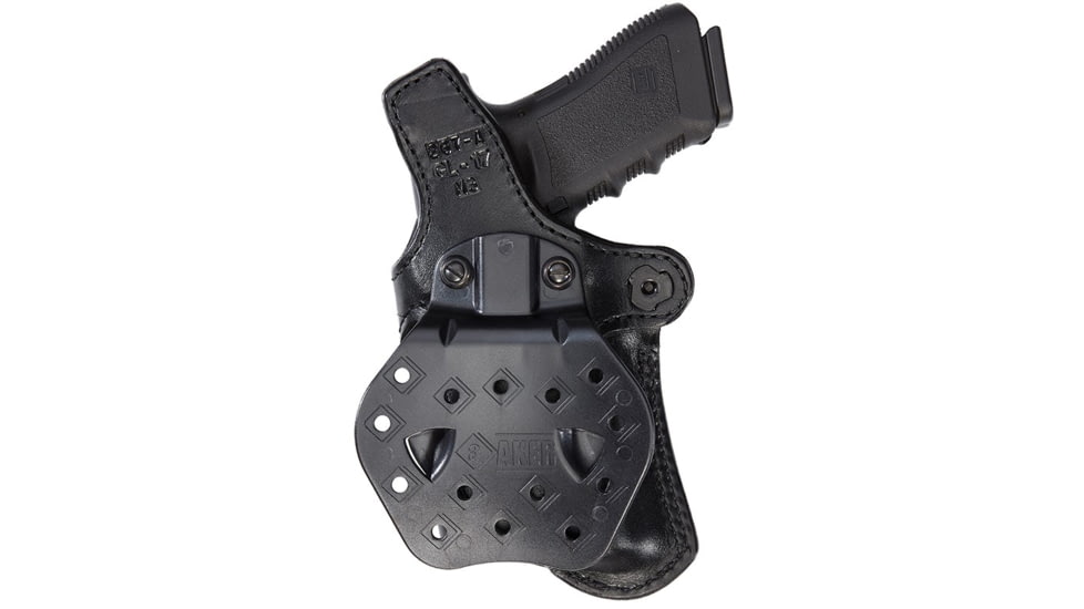 Aker Leather Model 267 Nightguard Open Top Paddle Holsters, HK P2000, Insight Technology M3/Streamlight TLR-1, Right, Plain, Black, H267ABPR-P2KM3
